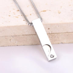 Chic bar pendant stainless steel couple necklace engrave letter necklace
