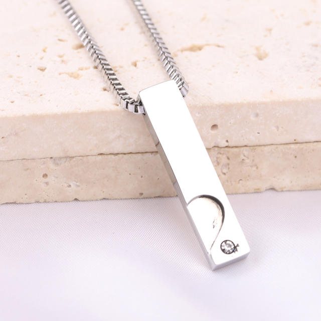 Chic bar pendant stainless steel couple necklace engrave letter necklace
