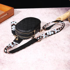 Boho plaid pattern PU leather women sling bag