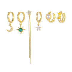 925 needle elegant rhinestone gold plated copper huggie earrings