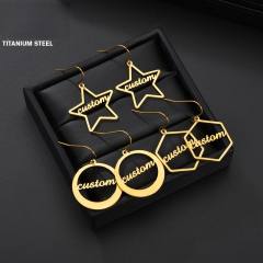 Custom name geometric shape stainless steel earrings