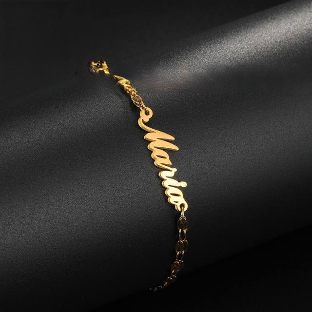 Popular custom name two layer chain stainless steel bracelet