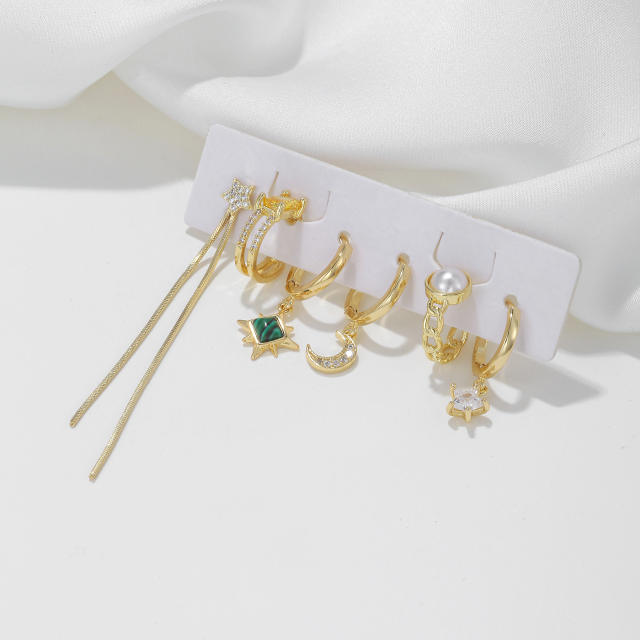 925 needle elegant rhinestone gold plated copper huggie earrings