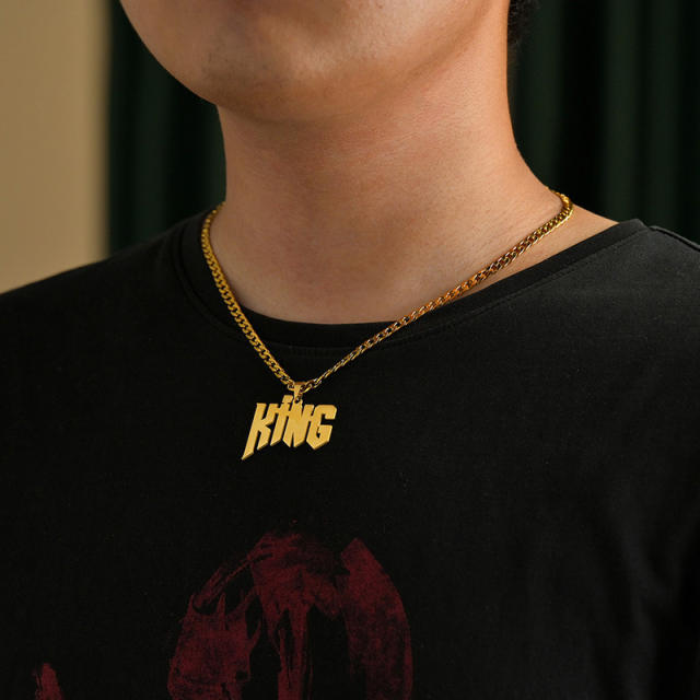 Hiphop custom name stainless steel chain necklace for men