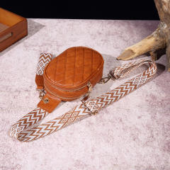 Boho plaid pattern PU leather women sling bag