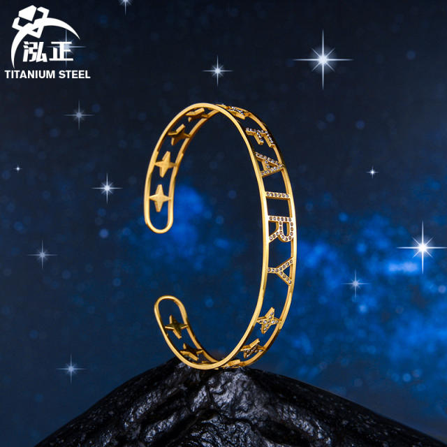 Hot sale hollow custom name stainless steel cuff bangle