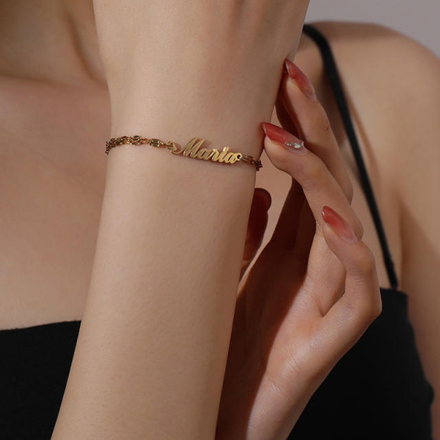 Popular custom name two layer chain stainless steel bracelet