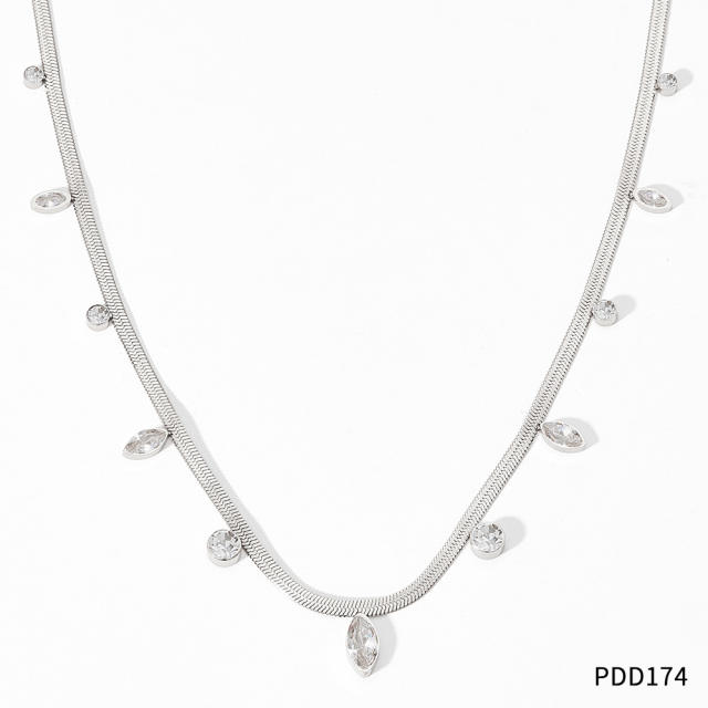 Hot sale colorful cubic zircon snake chain stainless steel choker necklace anklet set