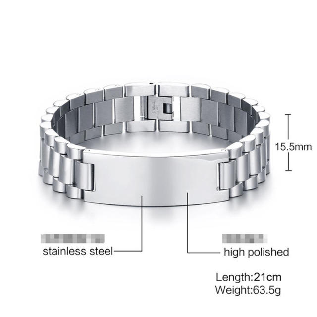 Punk trend engrave letter stainless steel bracelet for men father's day gift