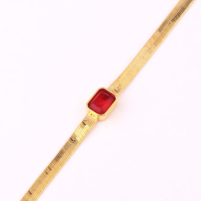 Chic real gold plated copper snake chain colorful cubic zircon choker necklace