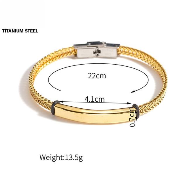 Personality hot sale cable line stainless steel bracelet engrave letter bracelet for men
