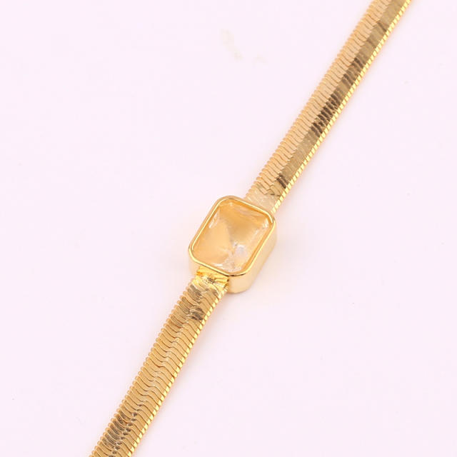 Chic real gold plated copper snake chain colorful cubic zircon choker necklace