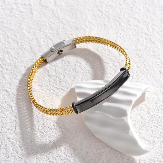 Personality hot sale cable line stainless steel bracelet engrave letter bracelet for men