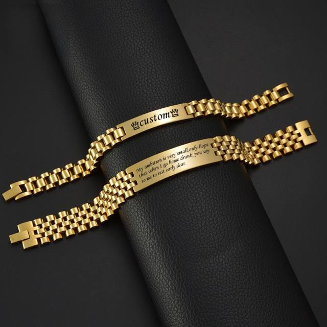 Punk trend engrave letter stainless steel bracelet for men father's day gift