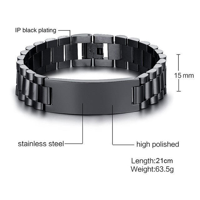Punk trend engrave letter stainless steel bracelet for men father's day gift