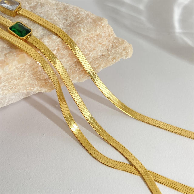 Chic real gold plated copper snake chain colorful cubic zircon choker necklace