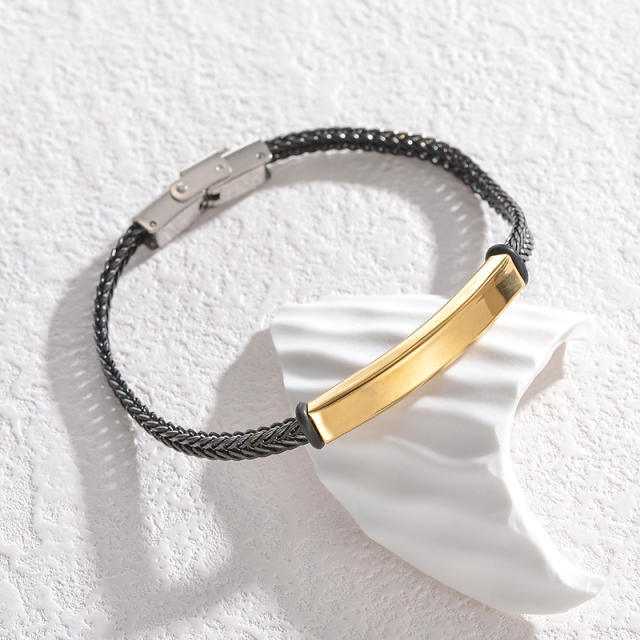 Personality hot sale cable line stainless steel bracelet engrave letter bracelet for men
