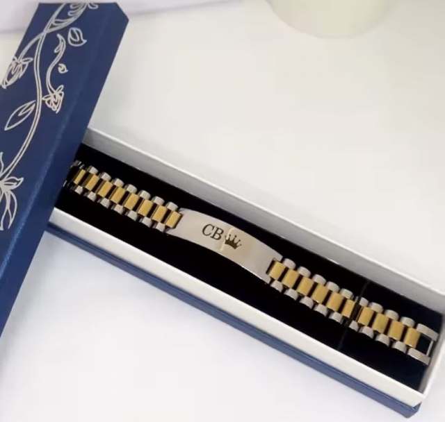Punk trend engrave letter stainless steel bracelet for men father's day gift