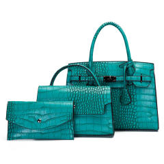 3pcs set popular Crocodile pattern kelly bag handbag wallet set