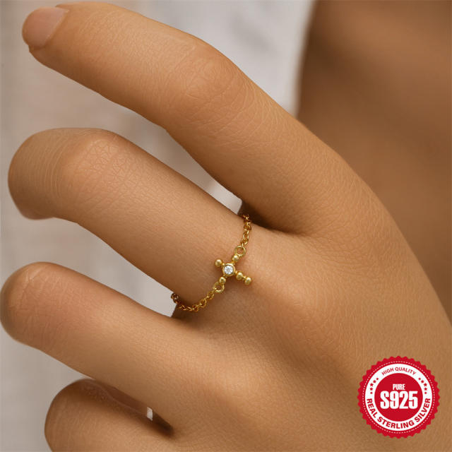 925 sterling silver diamond pearl adjustable finger rings