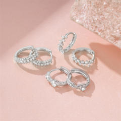 925 sterling silver diamond easy matc huggie earrings