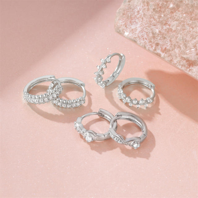 925 sterling silver diamond easy matc huggie earrings