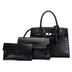3pcs set popular Crocodile pattern kelly bag handbag wallet set