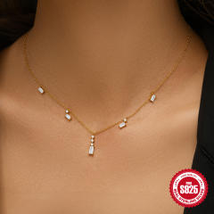 925 sterling silver cubic zircon dainty necklace