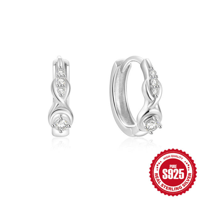 925 sterling silver diamond easy matc huggie earrings