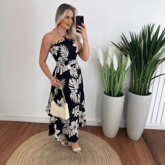 Boho holiday design halter neck maxi dress for women
