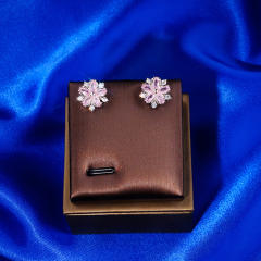 Delicate sweet pink snowflake diamond necklace set