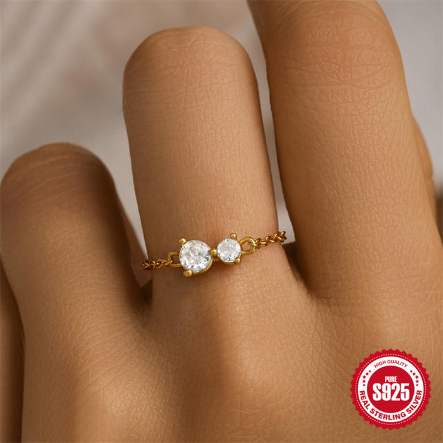 925 sterling silver diamond pearl adjustable finger rings
