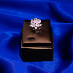 Delicate sweet pink snowflake diamond necklace set