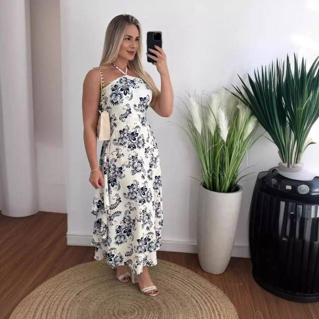 Boho holiday design halter neck maxi dress for women