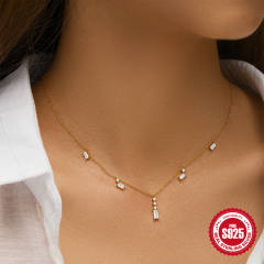 925 sterling silver cubic zircon dainty necklace