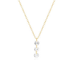 925 sterling silver three cubic zircon dainty necklace