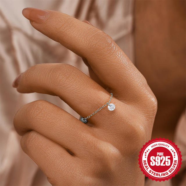 925 sterling silver diamond heart butterfly adjustable rings