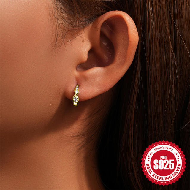 925 sterling silver diamond easy matc huggie earrings