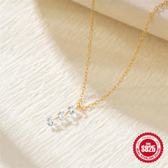 925 sterling silver three cubic zircon dainty necklace