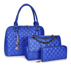 3pcs set classic quilted pattern handbag wallet set