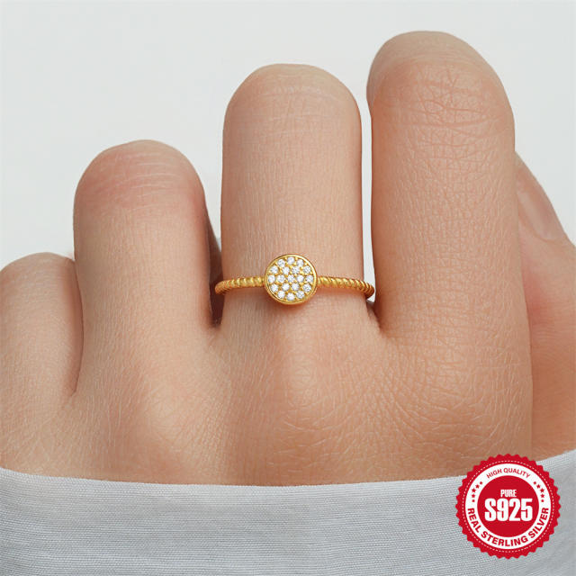 925 sterling silver gold color diamond finger rings