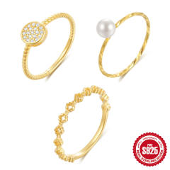 925 sterling silver gold color diamond finger rings