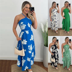 Boho holiday design halter neck maxi dress for women