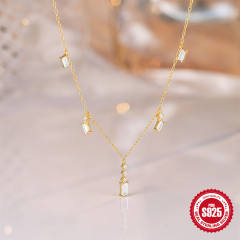 925 sterling silver cubic zircon dainty necklace