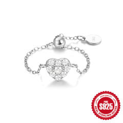 925 sterling silver diamond heart butterfly adjustable rings