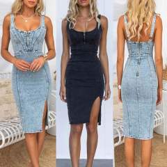 S-XL sexy bodycorn denim midi dress