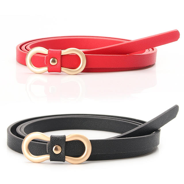 Concise 8 buckle colorful PU leather belt skinny knot belt