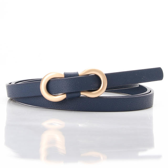 Concise 8 buckle colorful PU leather belt skinny knot belt