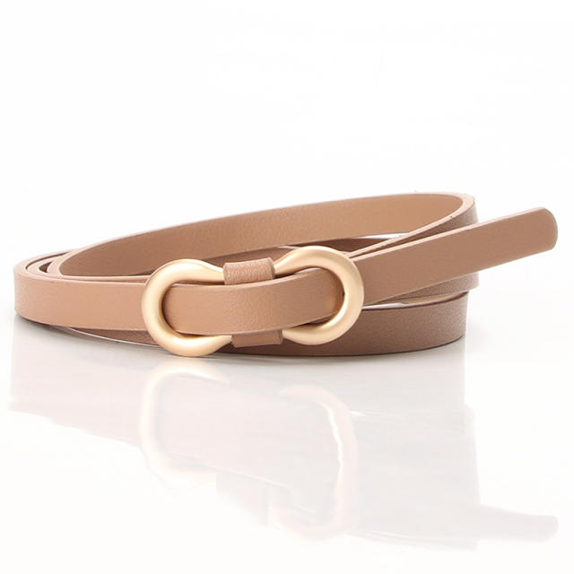 Concise 8 buckle colorful PU leather belt skinny knot belt