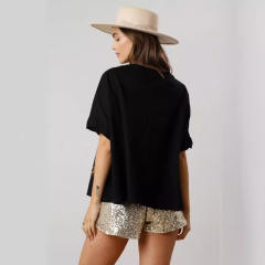 Summer pesonality gliter tiger pattern loose t shirt